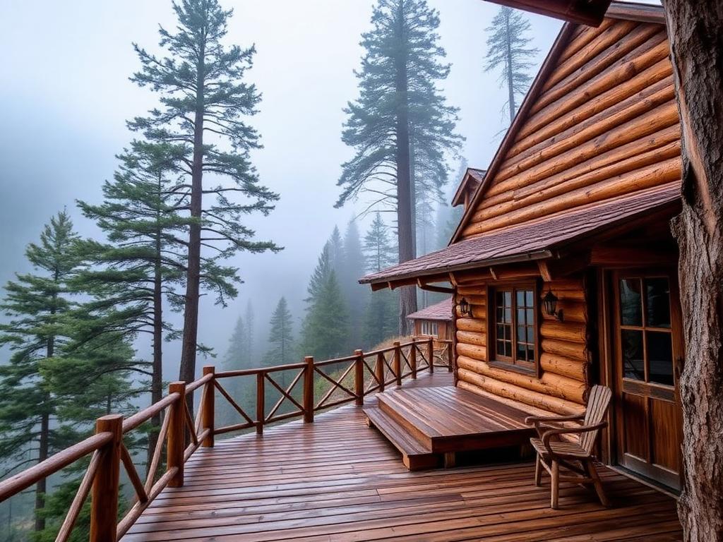 Pine-forest cottage above the valley in Kasol, Himachal